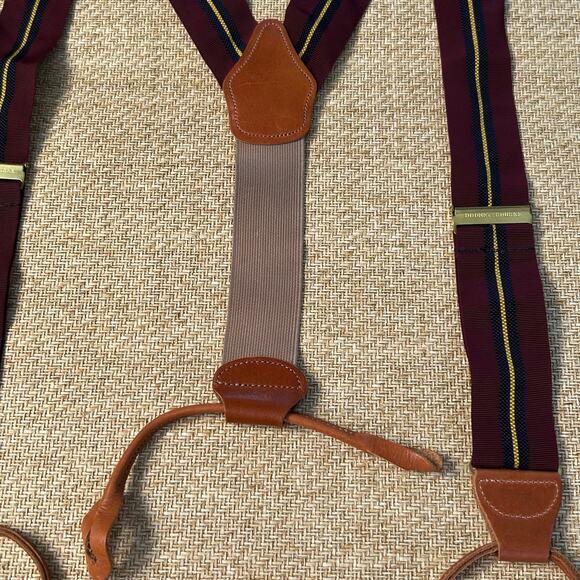 Dooney & Bourke Suspenders Burgundy Ribbon Leather Button On Braces - Picture 8 of 9